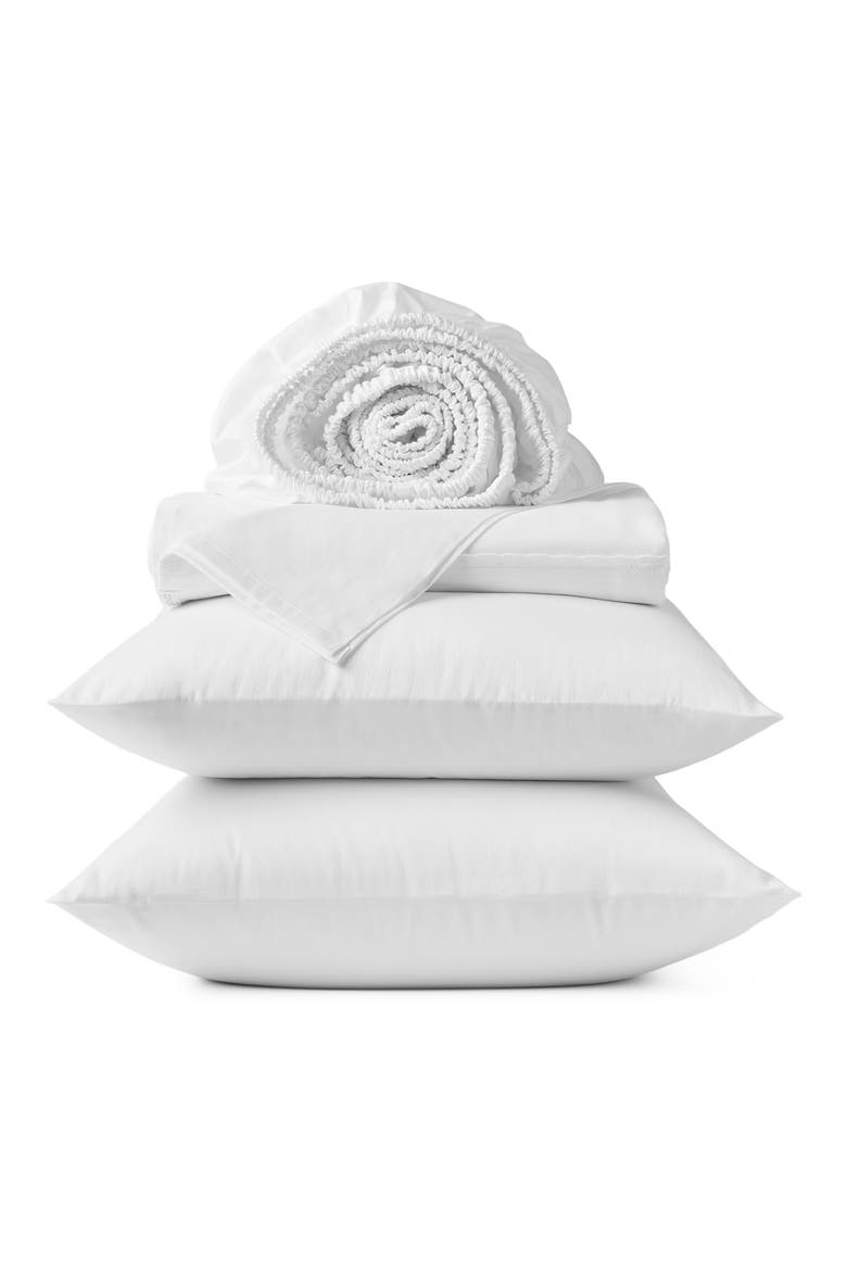 Cloud Soft Organic Cotton Sateen Sheet Set, Main, color, ALPINE WHITE SCALLOPED