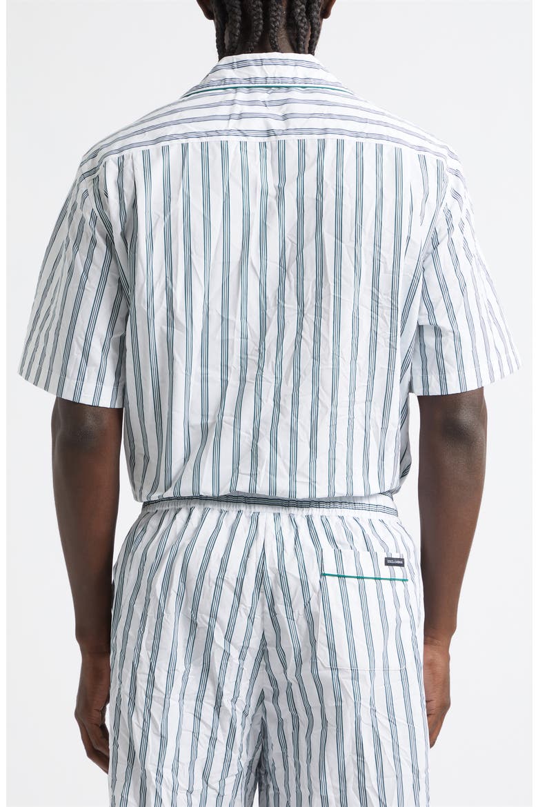 Stripe Crinkled Cotton & Silk Blend Poplin Camp Shirt, Alternate, color, S8051 RIGATO