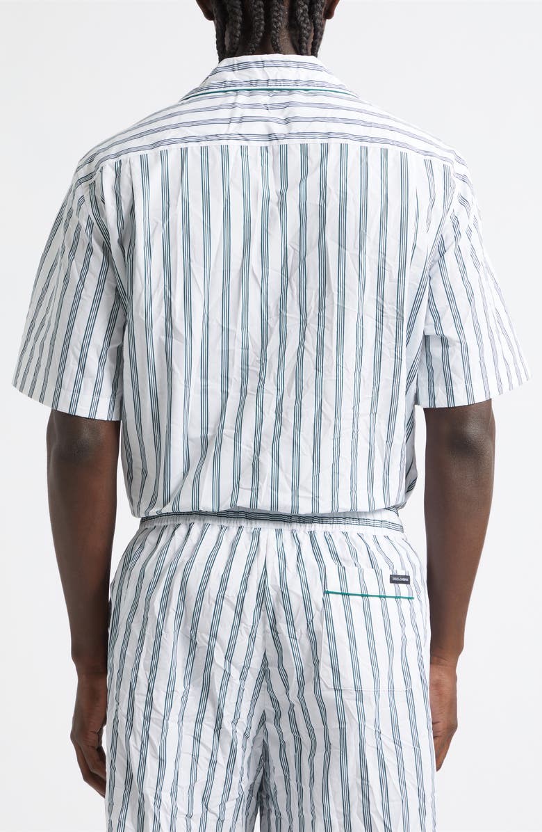 Dolce&Gabbana Stripe Crinkled Cotton & Silk Blend Poplin Camp Shirt, Alternate, color, S8051 Rigato