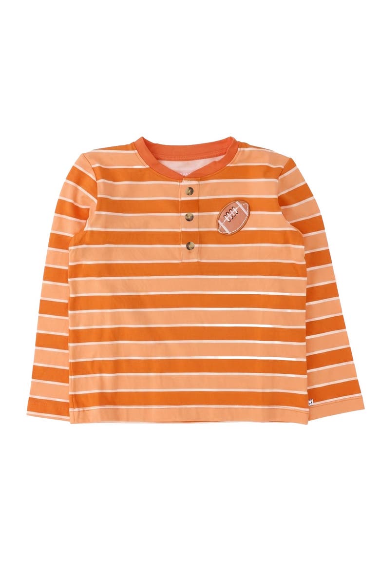 Knit Long Sleeve Embroidered Henley Tee, Main, color, Varsity Orange Football Stripe