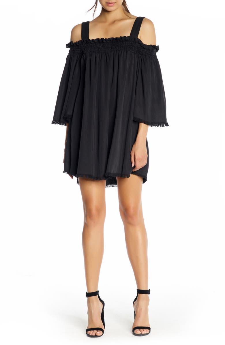 KENDALL + KYLIE Fray Twill Swing Dress, Main, color, 
