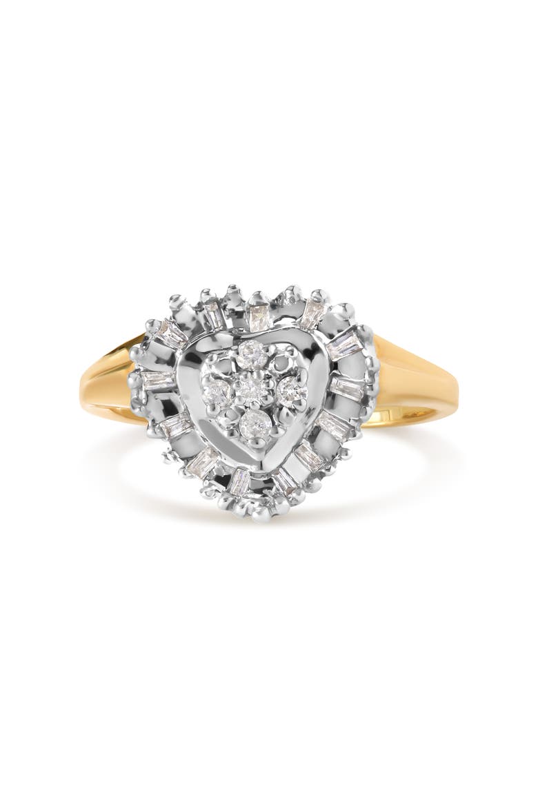 10K Yellow Gold 1/4 Cttw Diamond Heart Shape Ballerina Ring, Main, color, Yellow