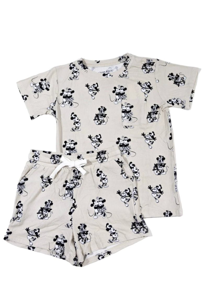 Steamboat Willie T-Shirt & Shorts Set, Main, color, Beige