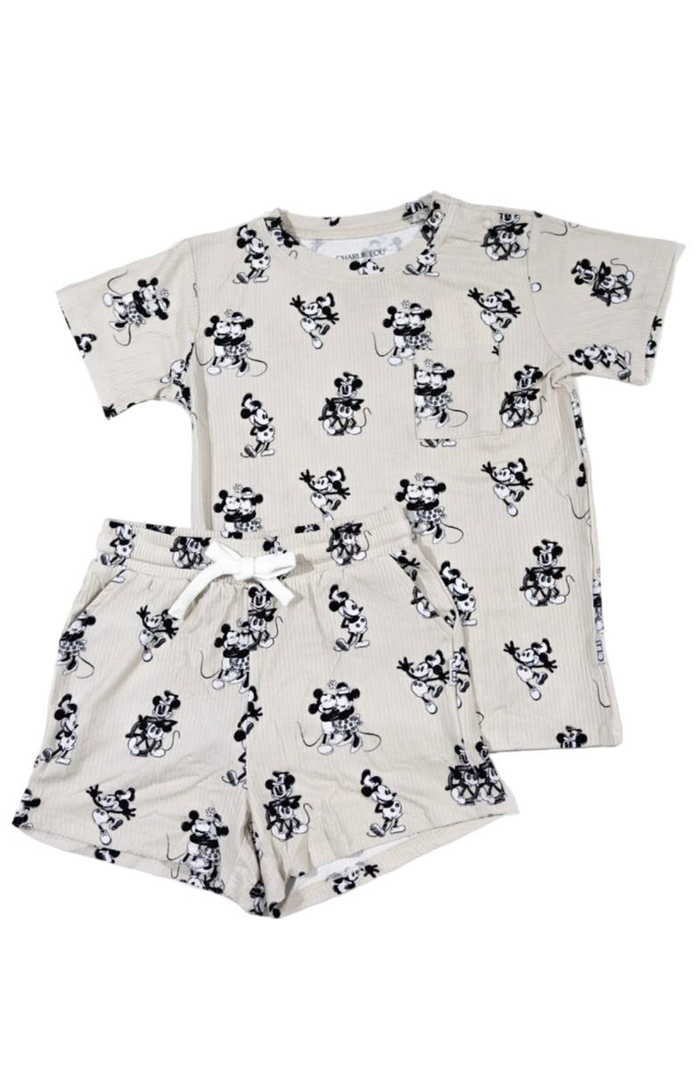 Charlie Lou Baby<sup>®</sup> Steamboat Willie T-Shirt & Shorts Set, Main, color, Beige