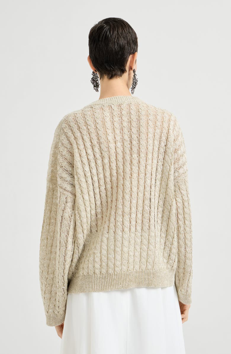 Brunello Cucinelli Dazzling Cable sweater, Alternate, color, Beige