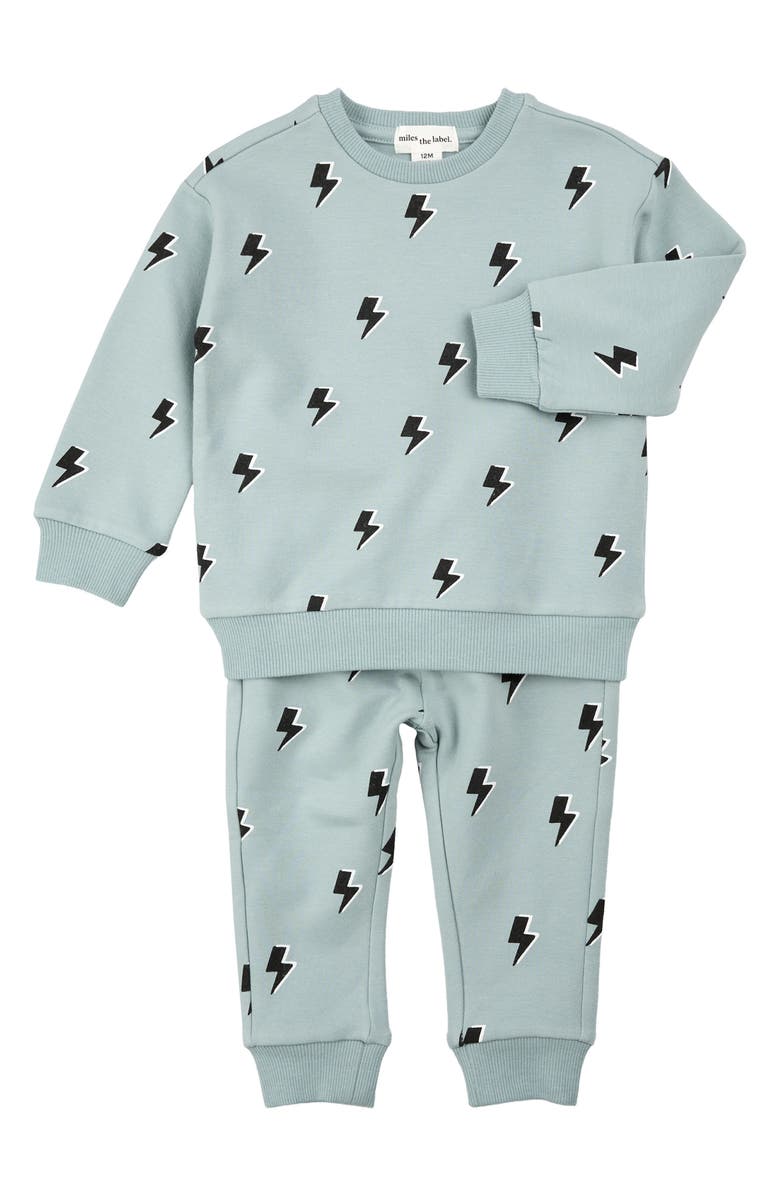 MILES THE LABEL Lightning Print Sweatshirt & Joggers Set, Main, color, Dark Blue