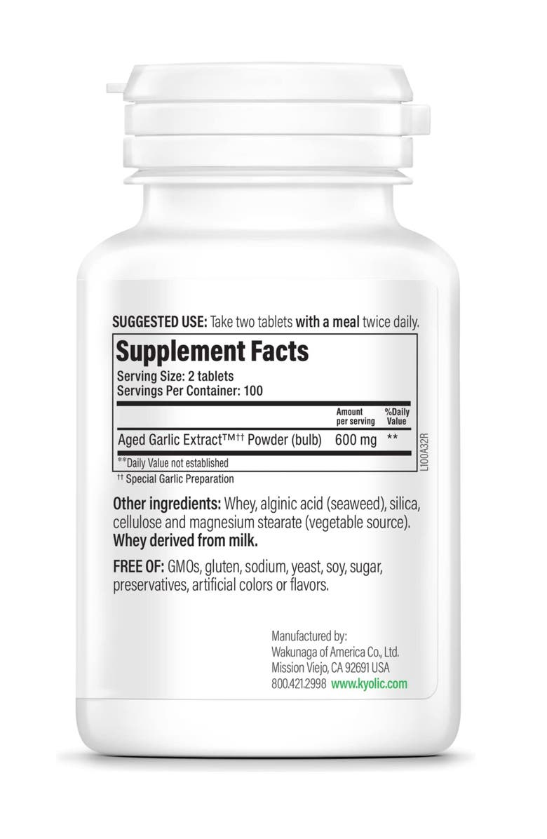 Kyolic Aged Garlic Extract Formula 100, Cardiovascular Health, 200 tablets., Alternate, color, NO COLOR