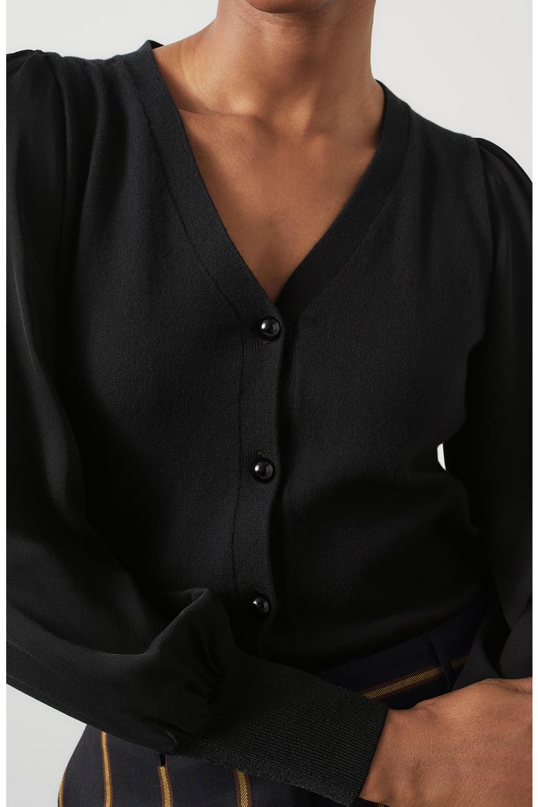 Lucian Mixed Media Cardigan, Alternate, color, BLACK