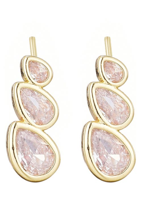 Adornia Crystal Climber Threader Earrings In Gold