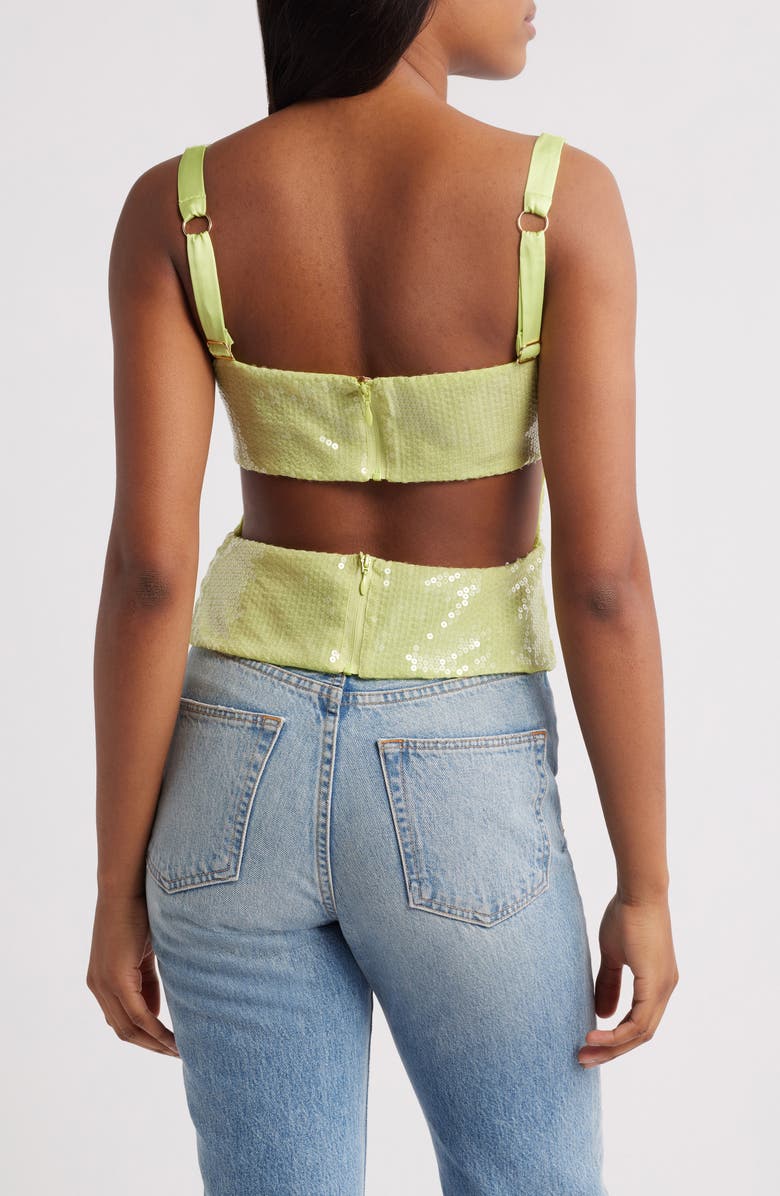 Mistress Rocks Sequin Cutout Corset Tank, Alternate, color, Lime Leaf