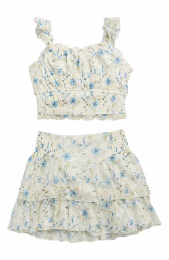 Sara Sara Kids' Lace Print Top & Skirt Set