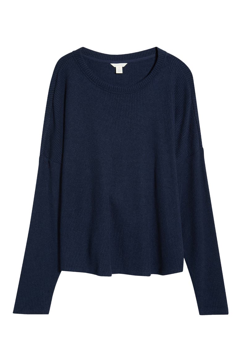 Drop Shoulder Waffle Tee, Alternate, color, NAVY STILL