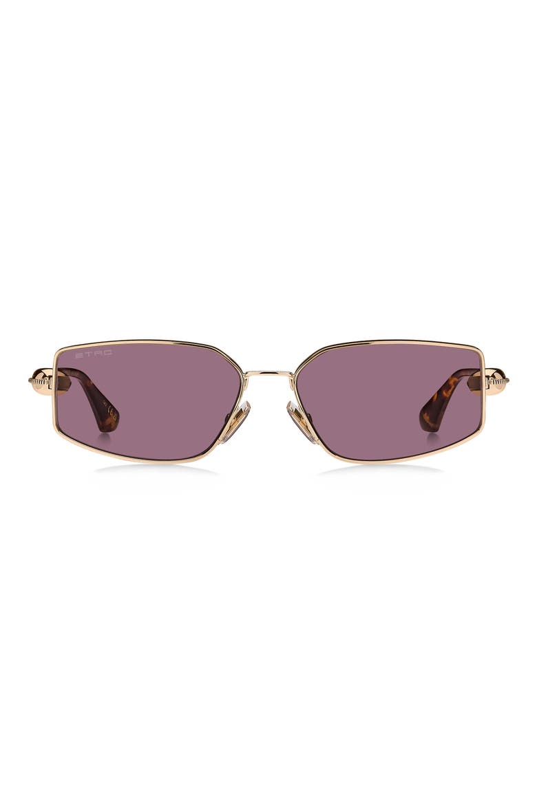59mm Rectangular Sunglasses, Main, color, ROSE GOLD/ BURGUNDY