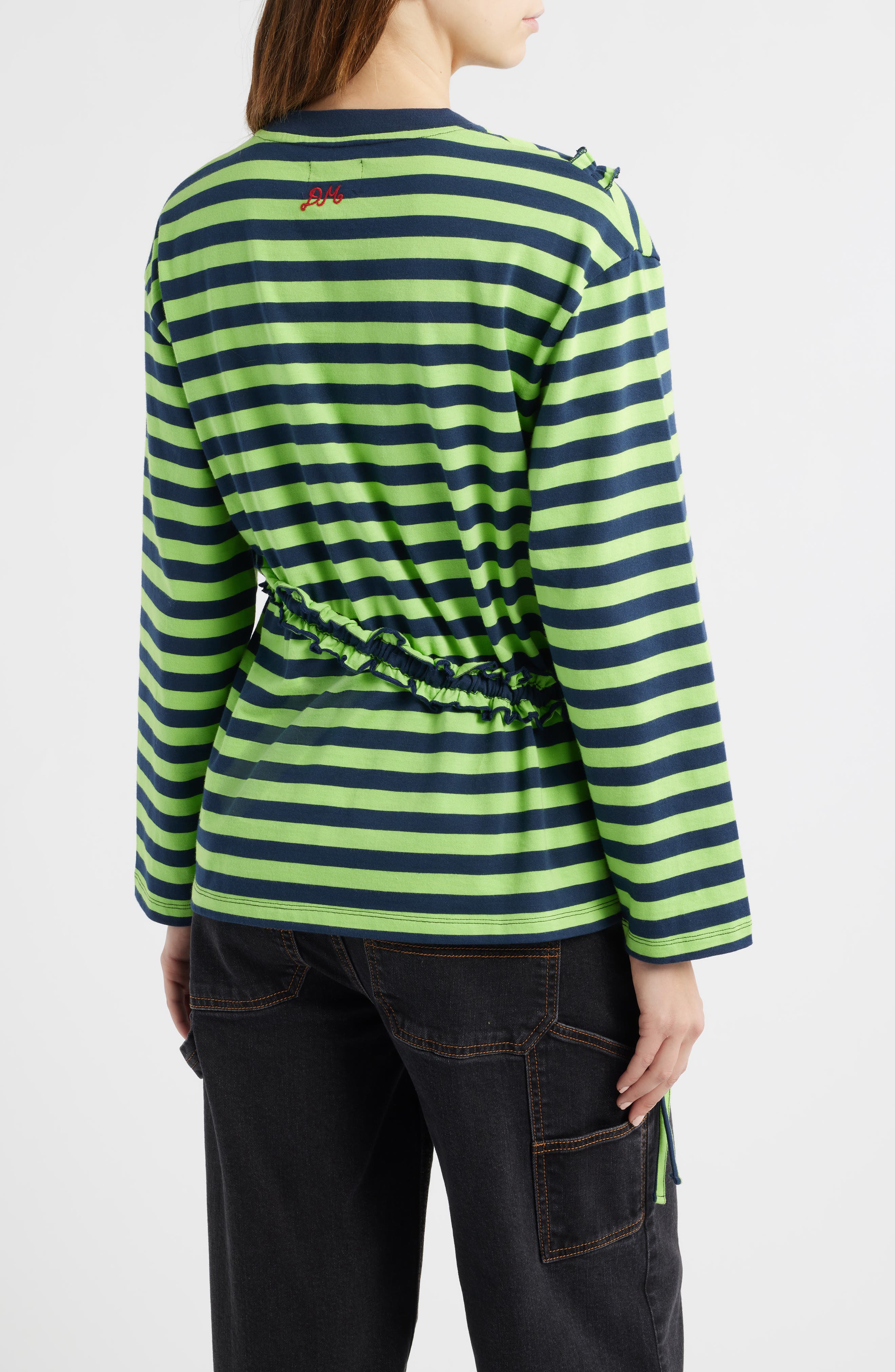 Prudie Stripe Ruffle Trim Top - image 2