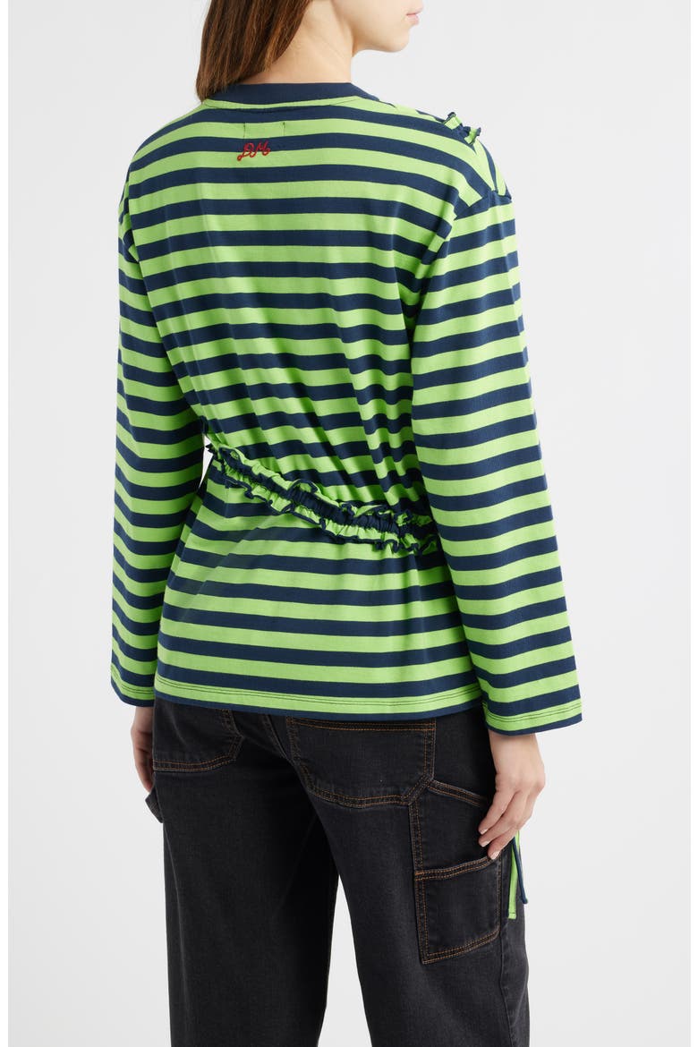 Prudie Stripe Ruffle Trim Top, Alternate, color, LIME