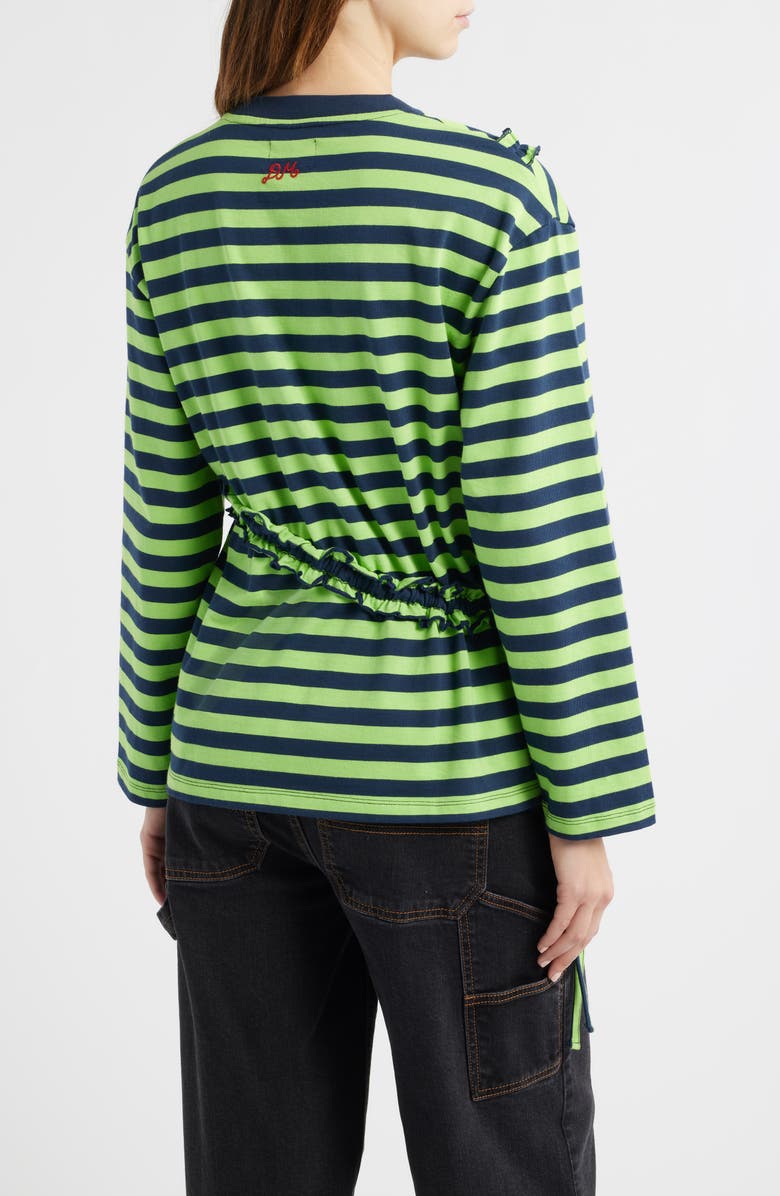 Damson Madder Prudie Stripe Ruffle Trim Top, Alternate, color, Lime