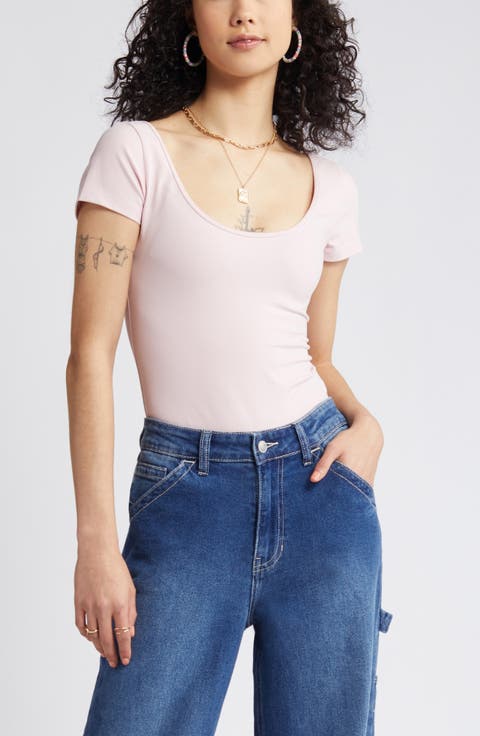 Scoop Neck Short Sleeve Bodysuit