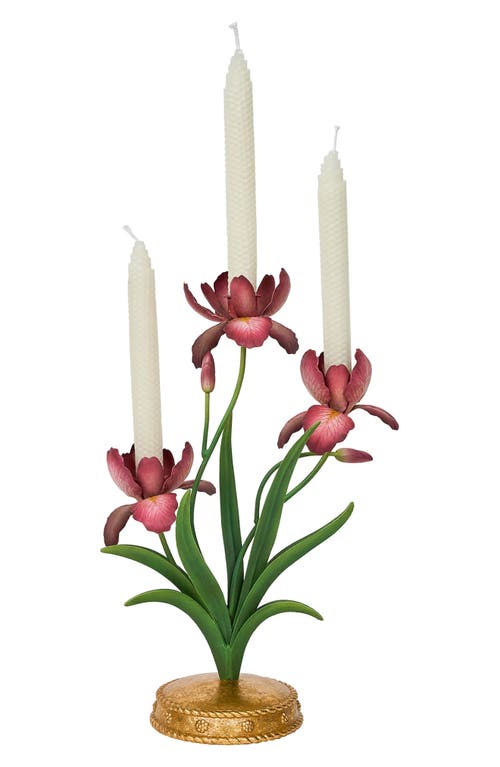 Juliska Meadow Walk Iris 14 Centerpiece Candelabra In Pink