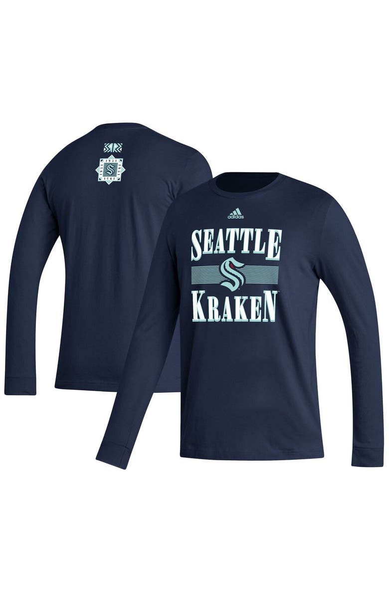adidas Men's adidas Navy Seattle Kraken Reverse Retro 2.0 Fresh Playmaker Long Sleeve T-Shirt, Alternate, color, 
