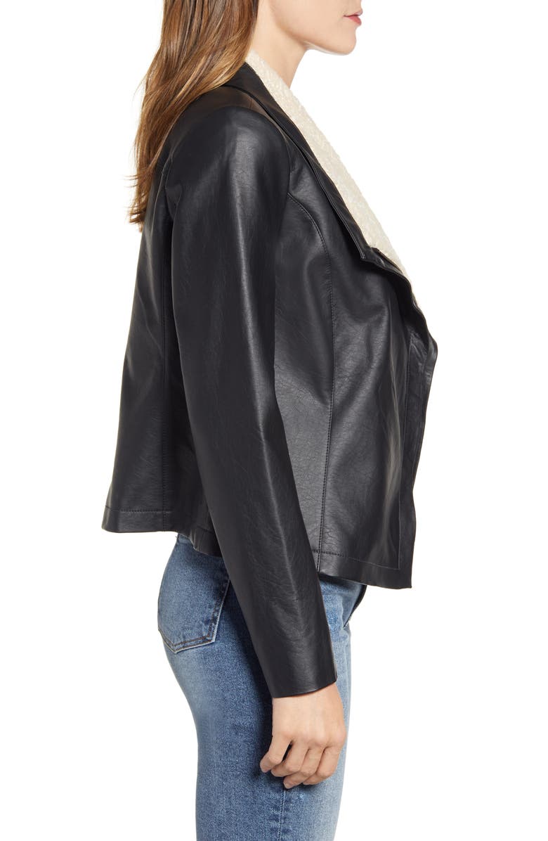 Caslon<sup>®</sup> Faux Leather & Faux Fur Moto Jacket, Alternate, color,