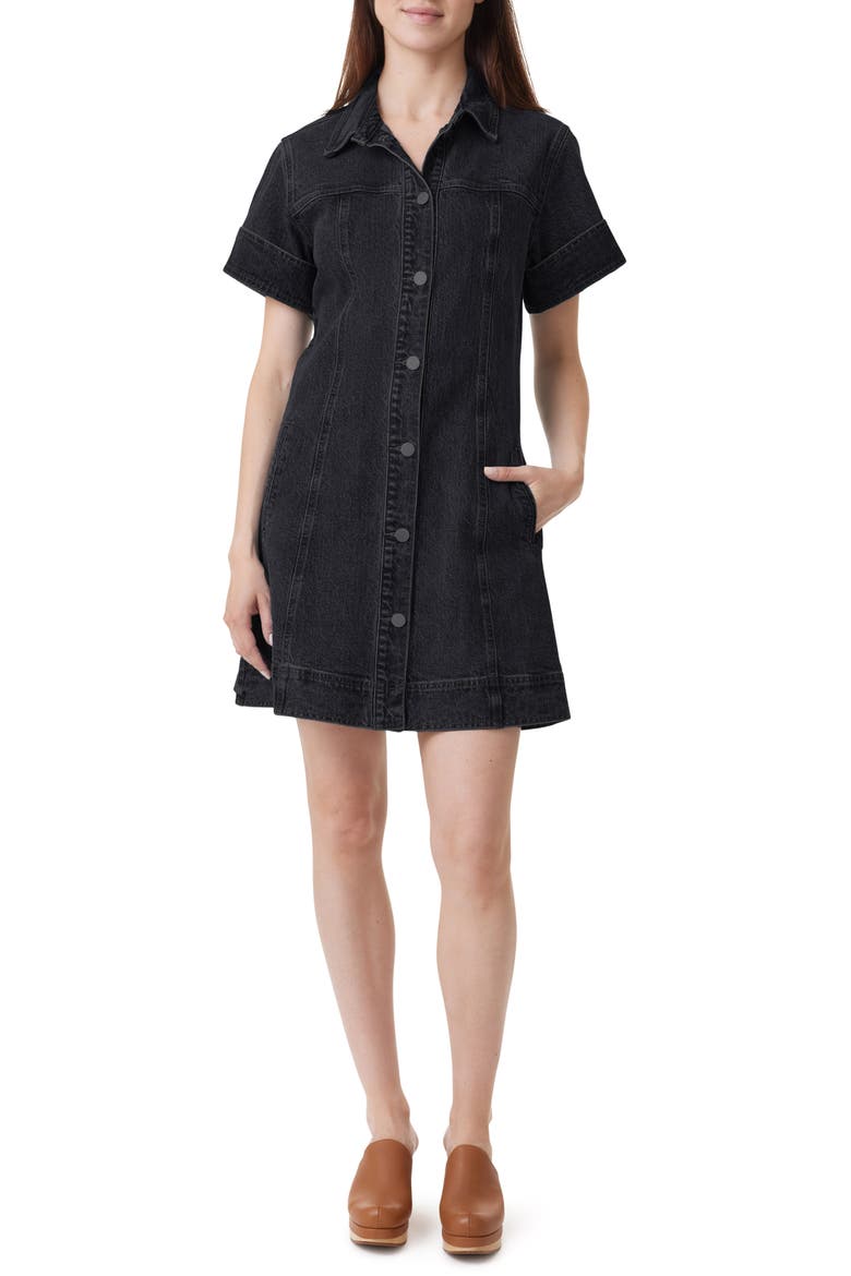 Stretch Denim Shirtdress, Main, color, VINTAGE BLACK