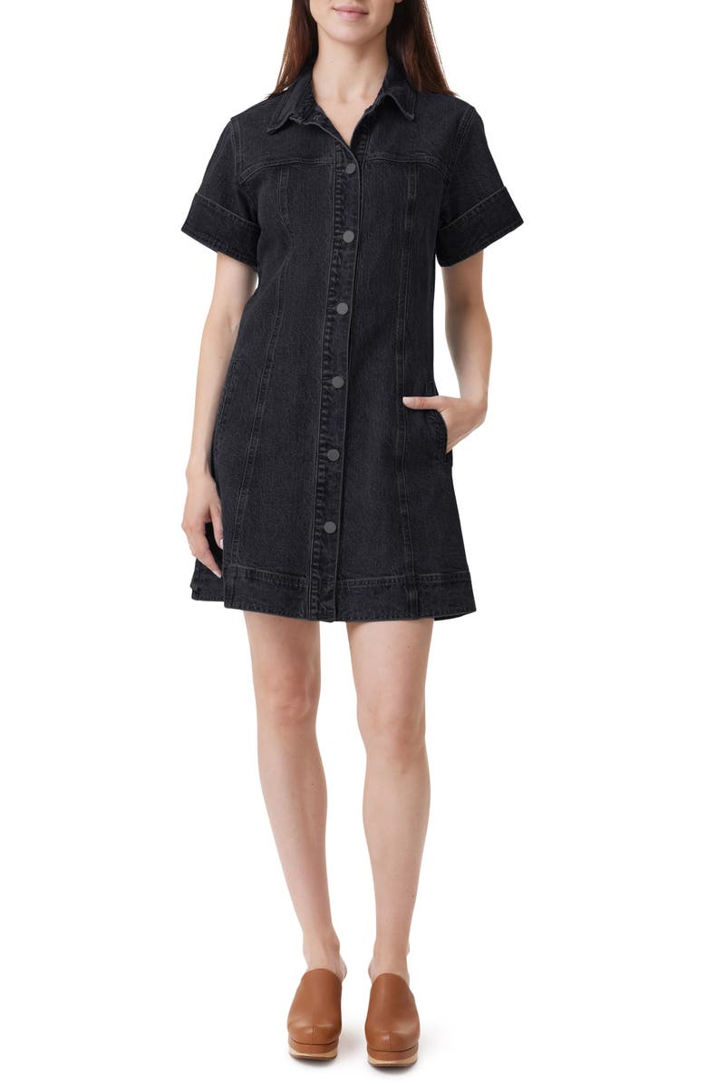 Habitual Stretch Denim Shirtdress, Main, color, Vintage Black