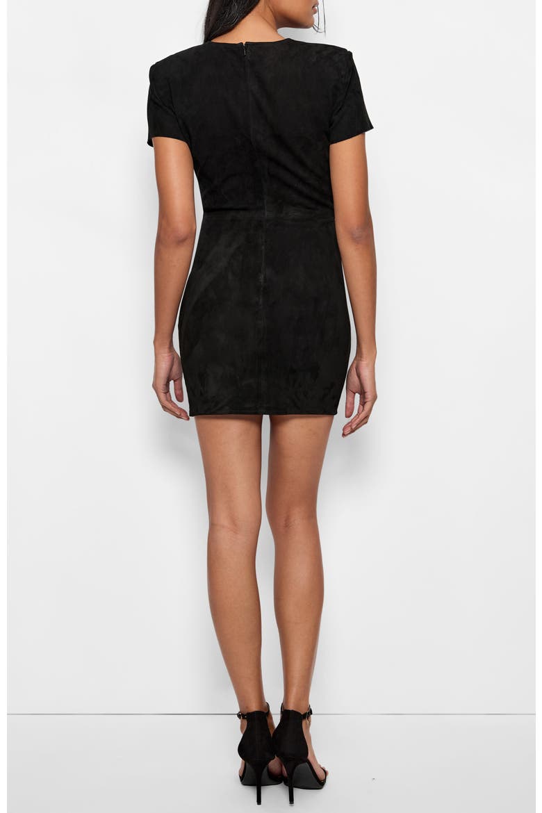 Fortuna Stretch Suede Dress, Alternate, color, Black