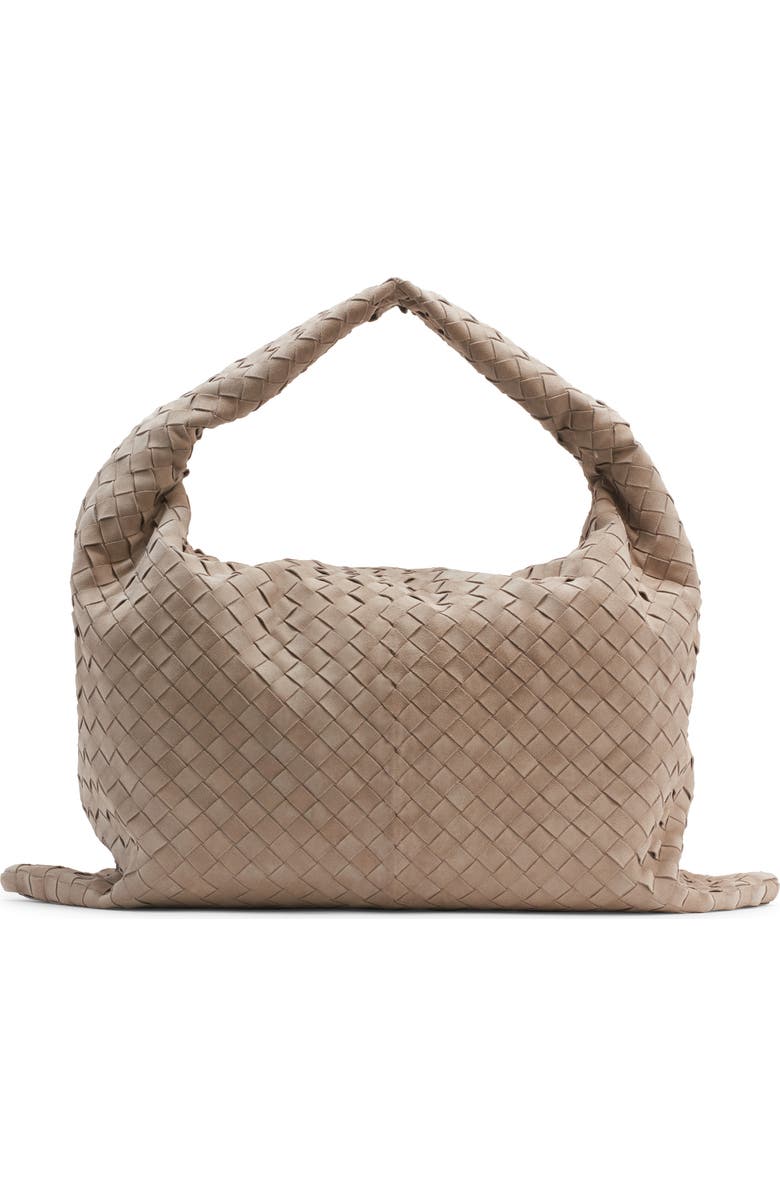 Bottega Veneta Large Hop Intrecciato Suede Hobo Bag, Alternate, color, 1550 Mastice-M Brass