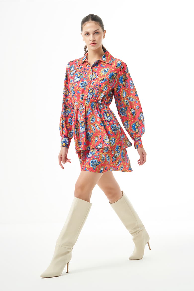 Long Sleeve Flowy Mini Dress, Alternate, color, Patterned