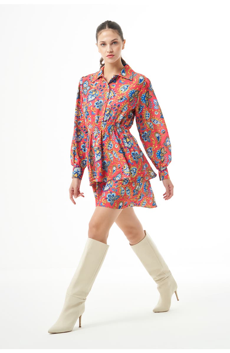 Mizalle Long Sleeve Flowy Mini Dress, Alternate, color, Patterned