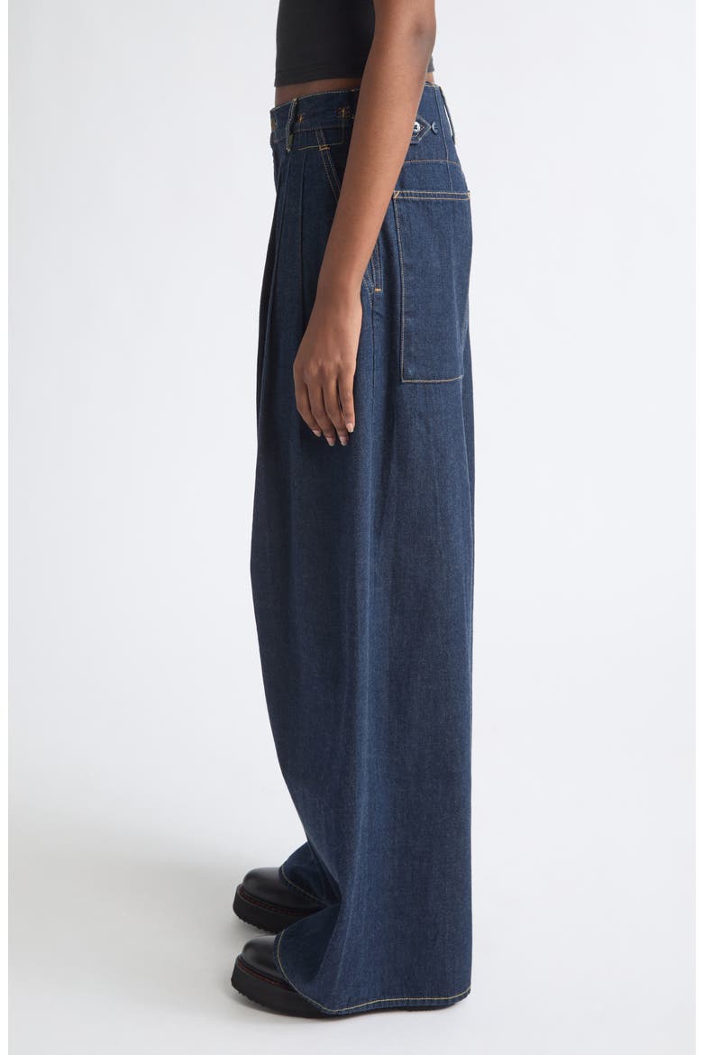 Triple Pleated Wide Leg Jeans, Alternate, color, RINSE SELVEDGE INDIGO