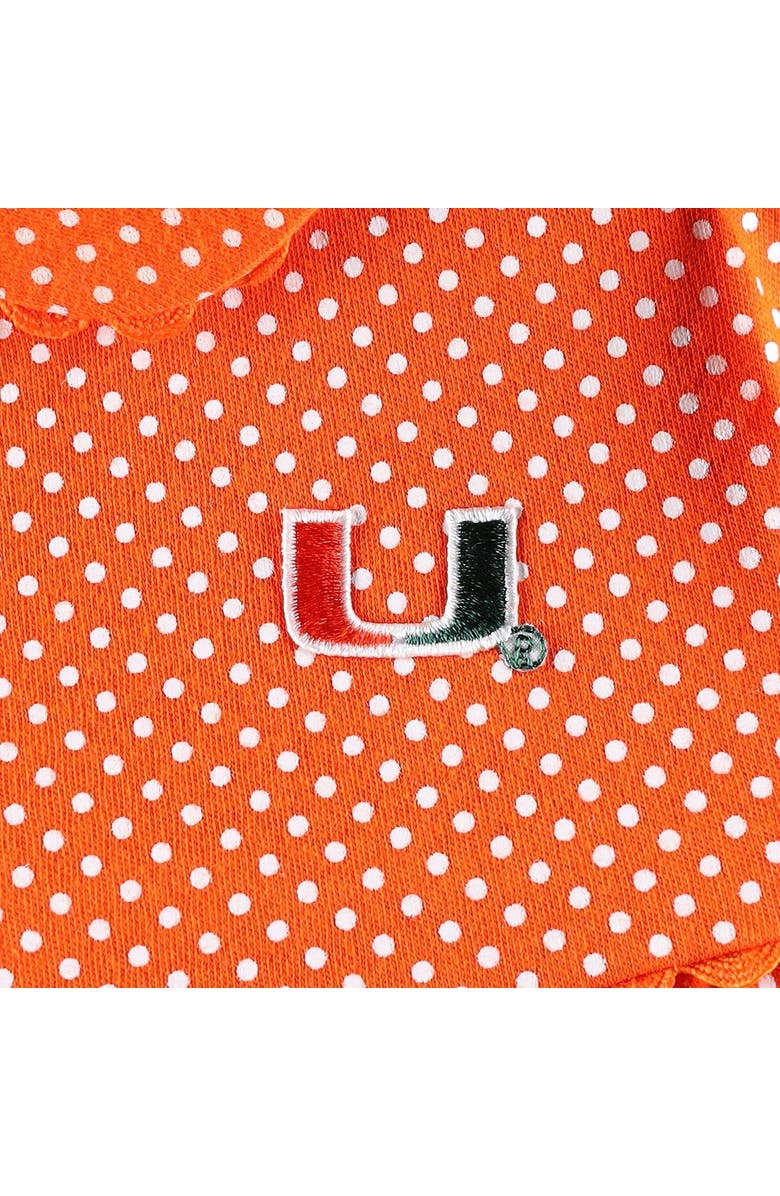 TWO FEET AHEAD Girls Toddler Orange Miami Hurricanes Polka Dot Peter Pan Dress, Alternate, color, 