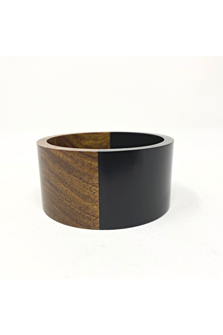 Two-Tone Wood Statement Stacking Bangle, Alternate, color, Black