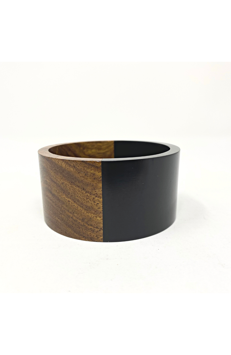 Youzey Two-Tone Wood Statement Stacking Bangle, Alternate, color, Black