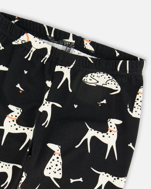 Deux Par Deux Jersey Leggings With Dalmatians In Black