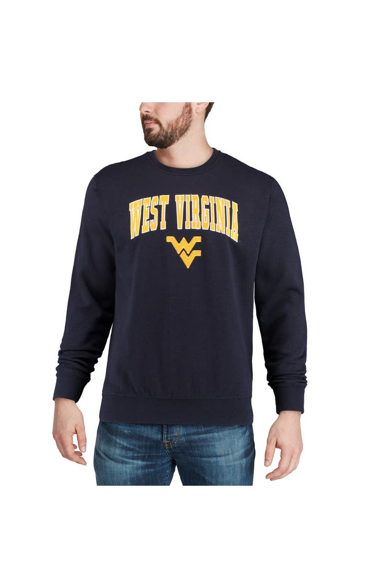 COLOSSEUM Men's Colosseum Navy West Virginia Mountaineers Arch & Logo Crew Neck Sweatshirt, Alternate, color, Navy
