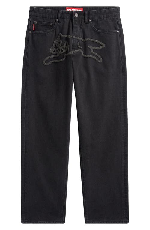 Icecream Vanilla Fit Black Cherry Running Dog Appliqué Jeans In Brown