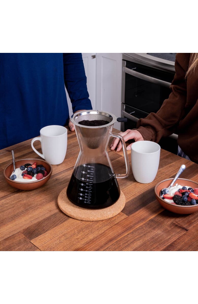 London Sip Glass Pour Over Carafe w/ Reusable Filter, 1200ml, Alternate, color, Clear