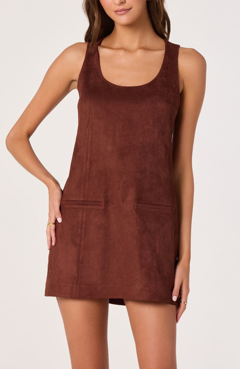 ASTR the Label Faux Suede A-Line Dress, Alternate, color, Chestnut