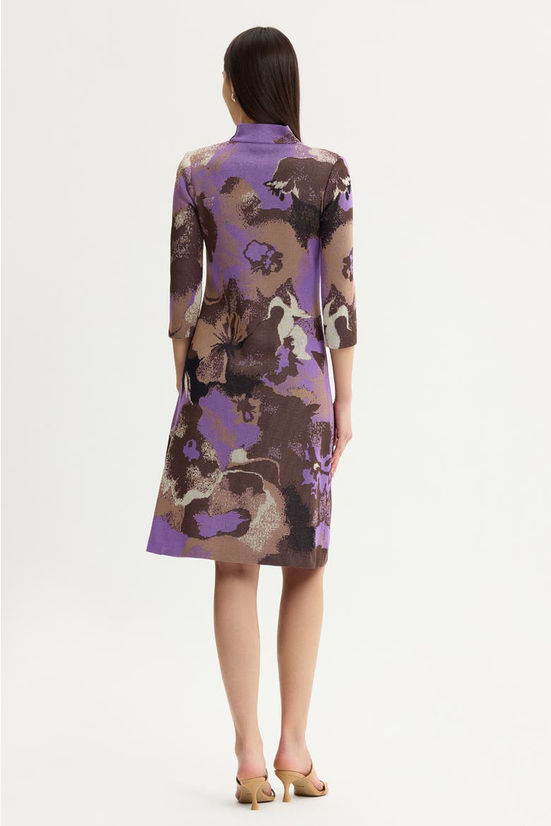 A-Line Multi Colored Jacquard Knit Dress, Alternate, color, Sunset Purple/Dark Umber