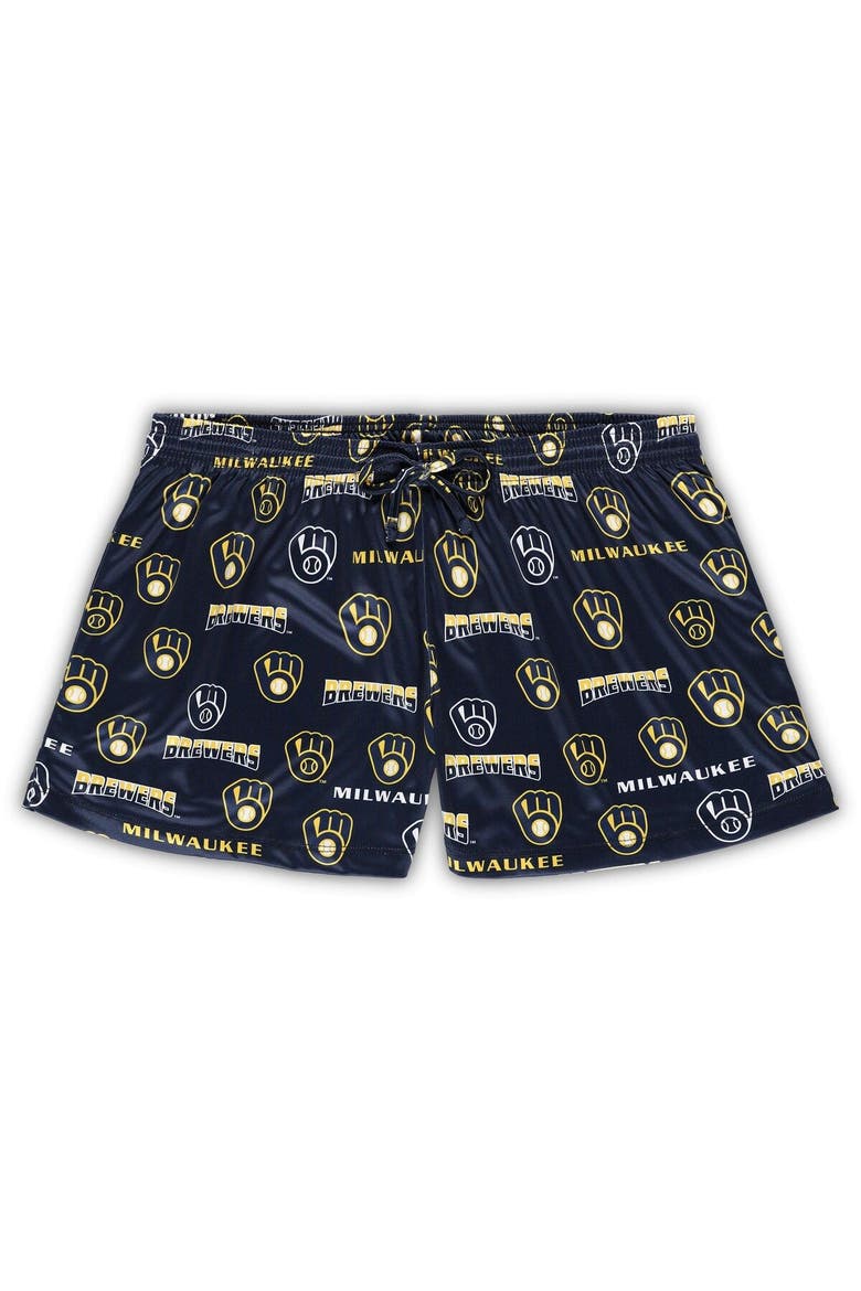Women's Concepts Sport White/Navy Milwaukee Brewers Plus Size Tank Top & Shorts Sleep Set, Alternate, color, White