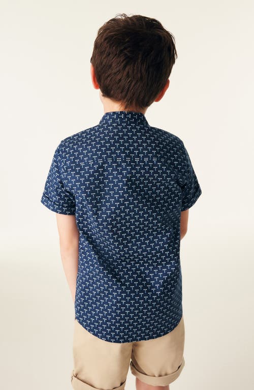Baker By Ted Baker Kids' Dot Print Short Sleeve Cotton Button-up Shirt In Blue