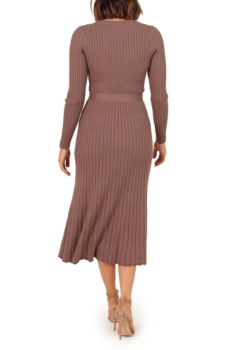 Petal & Pup Reigan Tie Waist Long Sleeve Rib Midi Dress, Alternate, color,