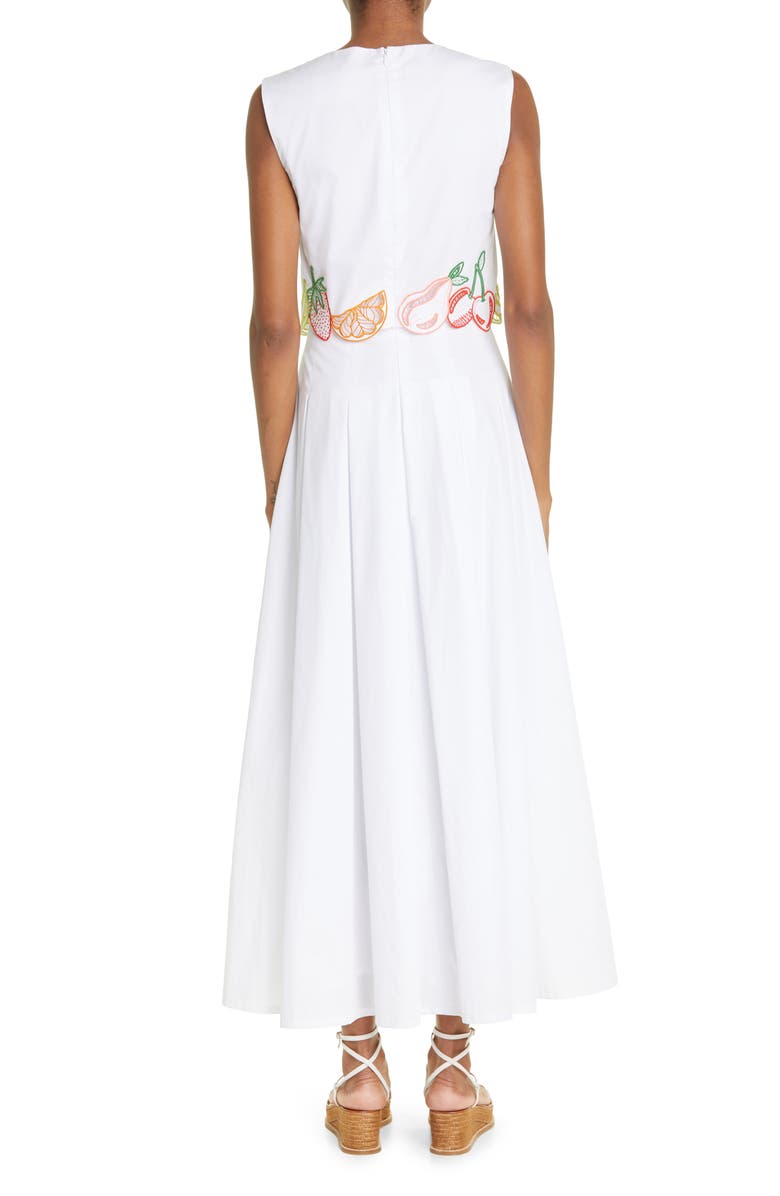 Lela Rose Embroidered Fruit Pleated Popover Dress, Alternate, color,