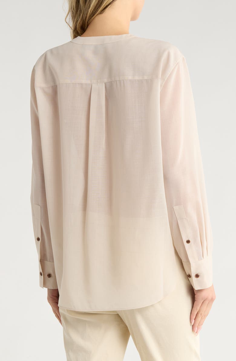 Theory Wool Blend V-Neck Button-Up Shirt, Alternate, color, Sand