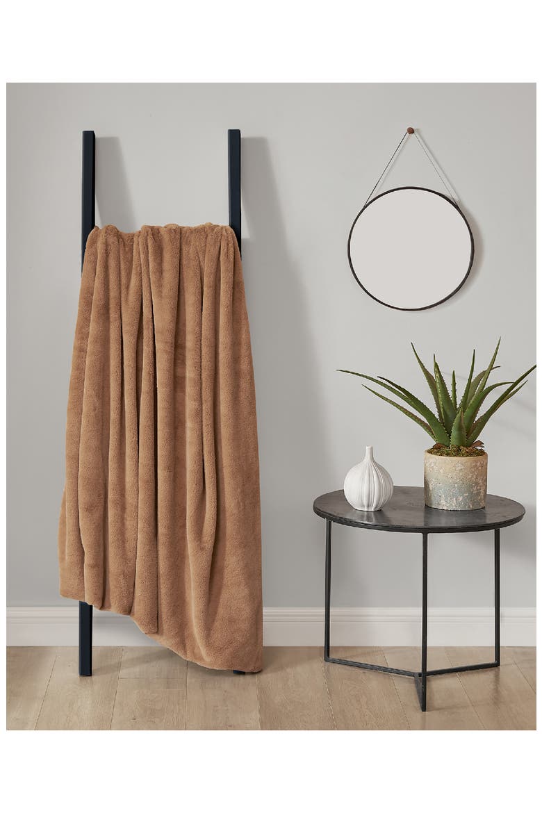 Faux Fur Throw, Alternate, color, BROWN