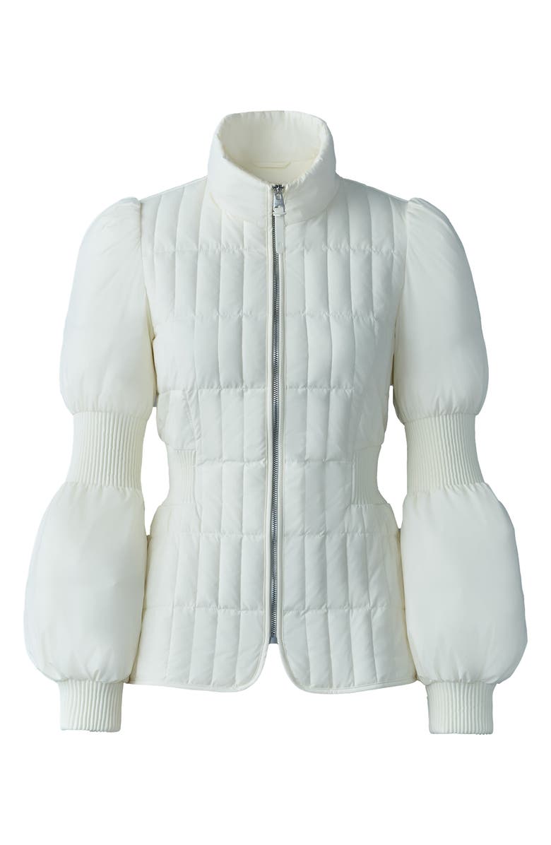 Mackage Felicia Smocked Panel Down Jacket, Alternate, color, Cream