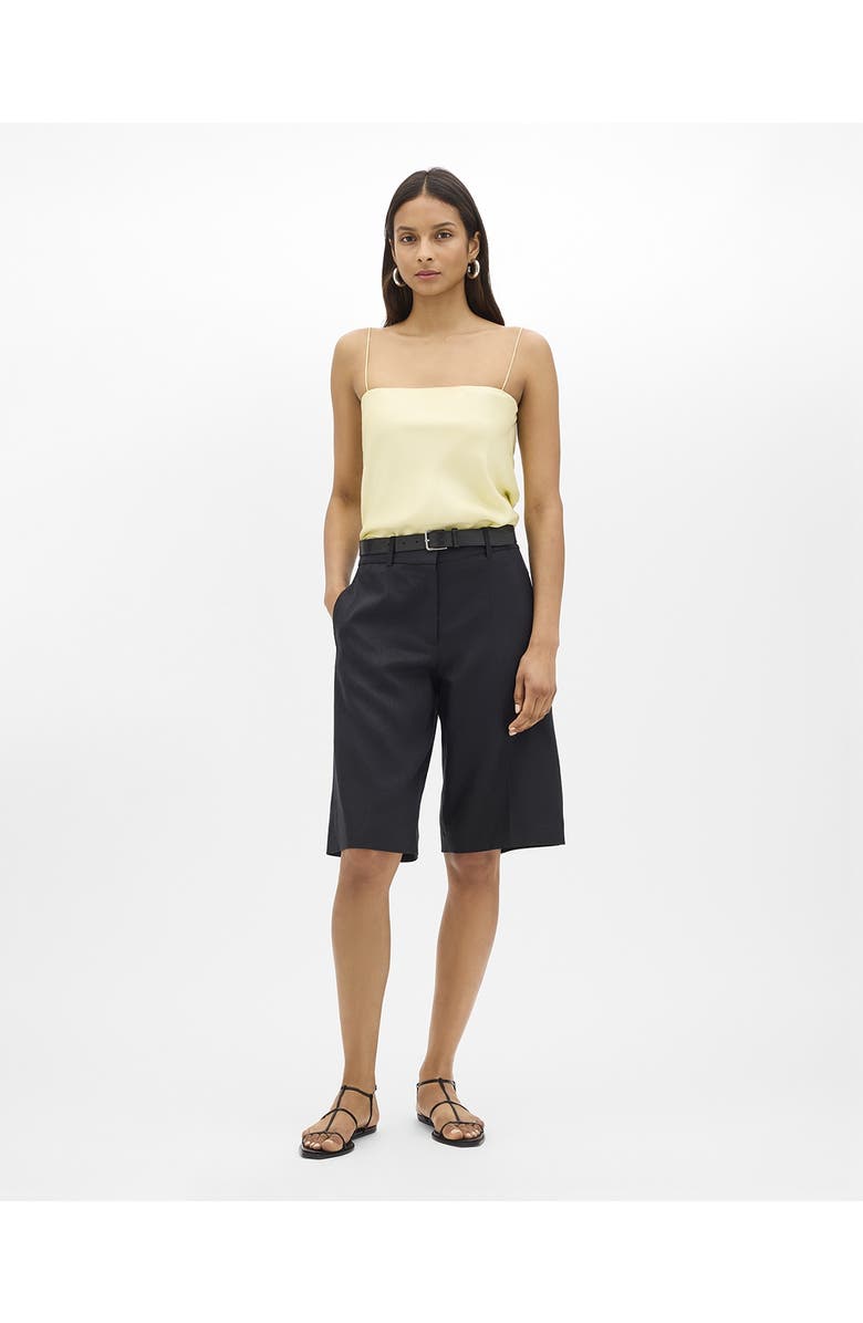 Another Tomorrow Linen Bermuda Pant, Main, color, Black