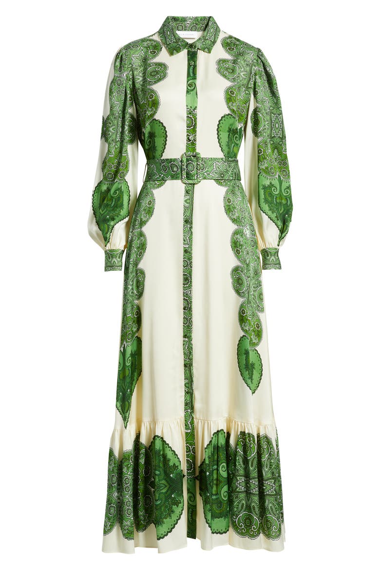 The Harley Regent Placed Paisley Long Sleeve Stretch Silk Maxi Shirtdress, Alternate, color, REGENT PAISLEY PRINT