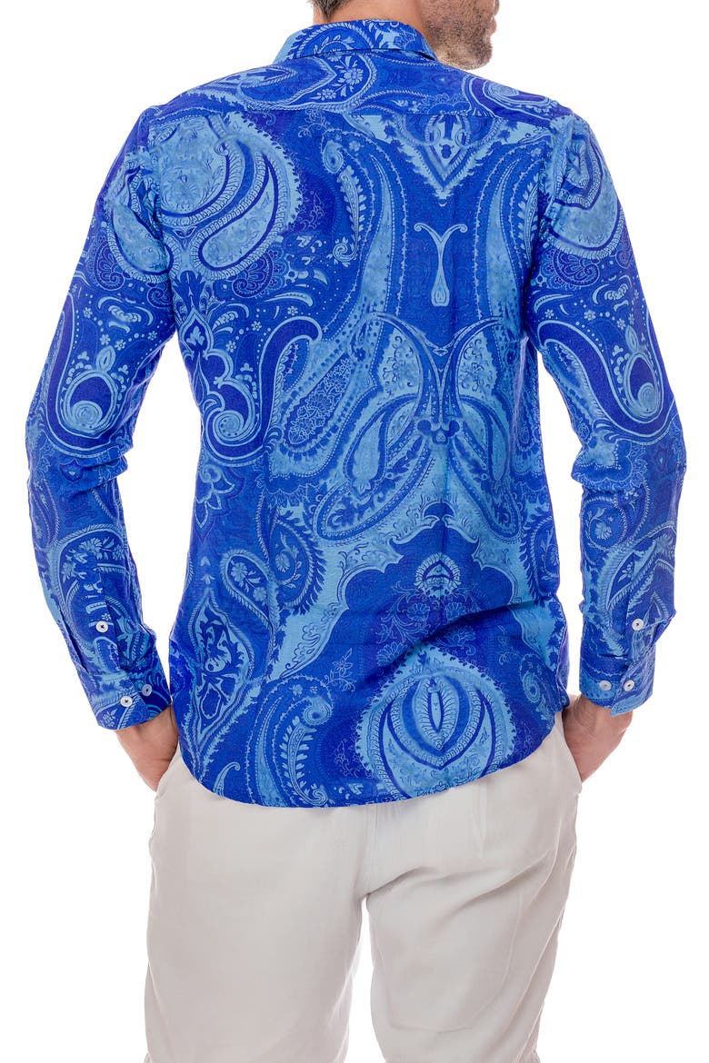 Paisley Linen Blend Button-Up Shirt, Alternate, color, LAVENDER